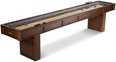 Barrington 12-Foot Rustic Shuffleboard Table with Cabinets - Classic Arcade Collection with Puck Sets, Preassembled Playfield
