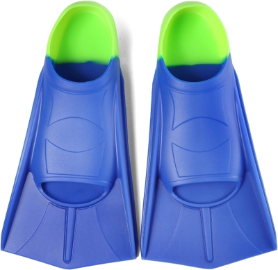 Kids Short Swim Fins — Comfortable Lap Training Flippers for Children, Boys & Girls, Beginner Swimmers