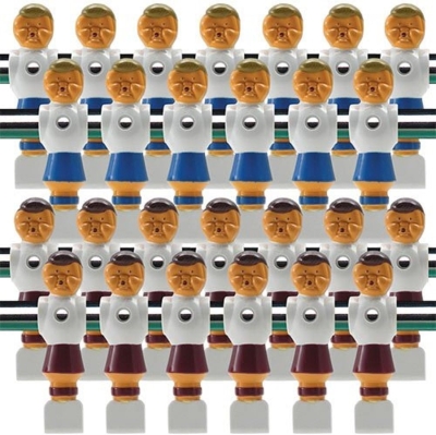 Set of 26 Old-Style Red and Blue Foosball Men