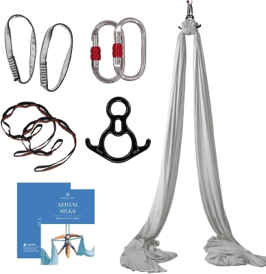 Beginner to Pro Aerial Silks Kit – 9 Yards Tricot Aerial Yoga Swing with Rigging Set & Manual, Durable for Flying Yoga and Acrobatics (Rigging Point up to 13 ft)