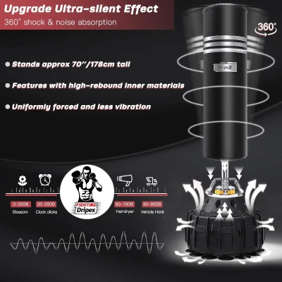 Dripex Upgrade Freestanding Punching Bag with Stand — 70"" Heavy Boxing Bag for Adults & Teens, MMA and Home Fitness