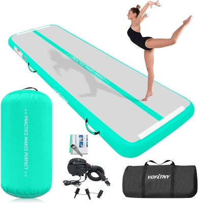 VOFiTNY Inflatable Tumbling Track with Octagon Air Barrel and Electric Pump for Home & Gym