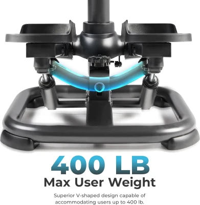 Sunny Health & Fitness 2-in-1 Premium Power Stepper — 400 lb Capacity, Resistance Bands, Bluetooth Connectivity & Free SunnyFit App, Height-Adjustable