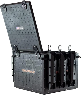 YakAttack BlackPak Pro 16in x 16in Kayak Fishing Crate – Black, 6 Removable TetherTube Rod Holders | Heavy-Duty Lightweight Customizable Tackle Organizer