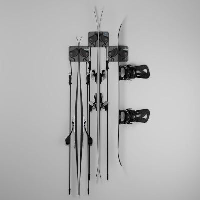 Gravity Grabber 3x Wall Storage Rack - Fits Any Ski or Snowboard, Damage-Free Gravity-Lock Design, Black