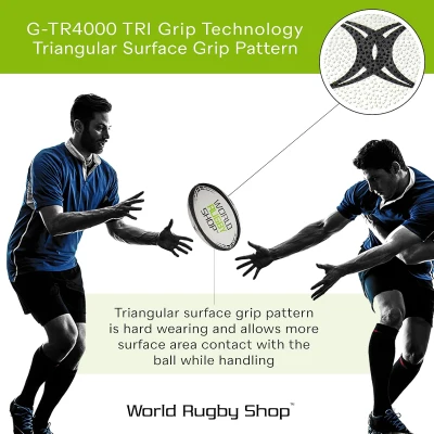 World Rugby Shop x Gilbert G-TR4000 Training Rugby Ball - Adult & Youth Sizes 3, 4, 5 - 3-Ply Hand-Stitched