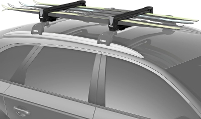 Thule SnowPack Ski/Snowboard Rack, Medium (4 Pr/2 Boards), Black