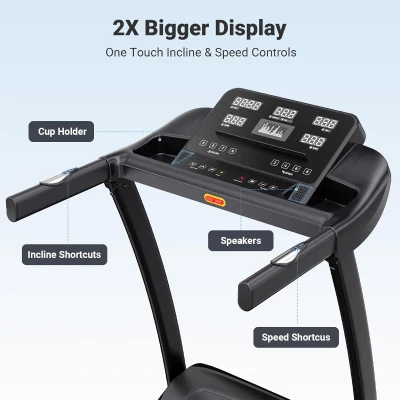 THERUN Foldaway Incline Treadmill with Bluetooth Speakers, 300 lb Capacity, 0–15% Auto Incline, 17"" x 47.2"" Wide Belt, 3.5HP, App Support