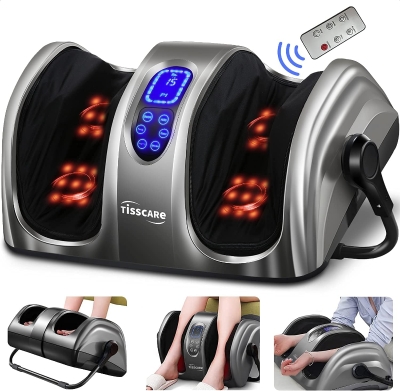 TISSCARE FSA/HSA Eligible Shiatsu Foot Massager with Heat (Gray) – Relief for Neuropathy, Plantar Fasciitis & Leg Pain – Remote Controlled Foot/Calf/Ankle Therapy, Gifts for Her & Him
