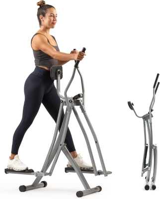 Sunny Health & Fitness Smart Air Walk Elliptical, Foldable Home Glider with Up to 30"" Stride, Bluetooth-Ready SunnyFit App, Adjustable Support
