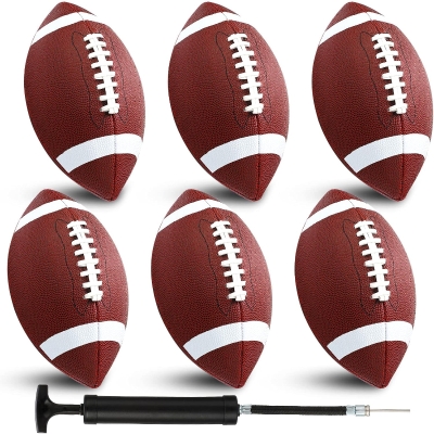Jerify Official-Size PU Composite Leather Footballs – Bulk Training Set with Pump (6-Pack)