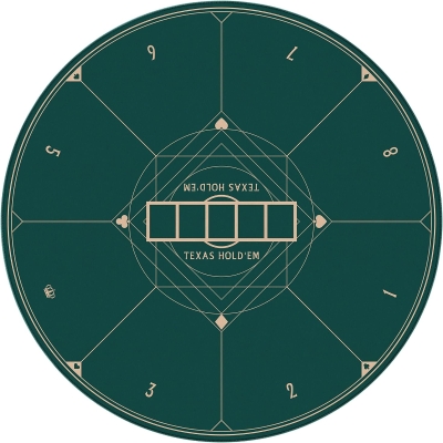 YUZPKRSI 47-Inch Round Poker Mat — Green & Gold Casino-Style Table Top, Durable Sewn Edges, Portable Rubber Poker Surface with Carrying Bag