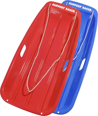 Slippery Racer Downhill Sprinter Flexible Kids & Toddler Toboggan Sled — Blue, Cold-Resistant with Pull Rope and Handles