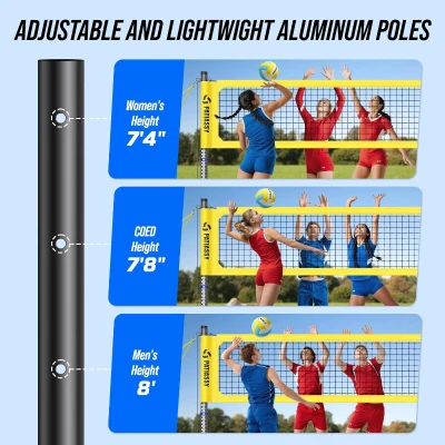 Patiassy Heavy-Duty Portable Volleyball Net — Adjustable Aluminum Poles, Winch Tension System, PU Ball & 1680D Carry Bag