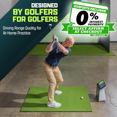 GoSports Elite Golf Hitting Mat for Indoor & Outdoor Practice — Select Size — Turf Driving-Range Mat for Golf Simulators