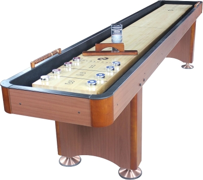 Playcraft Woodbridge Shuffleboard Table with Storage Cabinet — Pro-Style Table Set (Made in USA) with 8 Pucks, Abacus, Brush & Wax