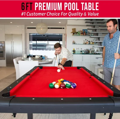 GoSports 6/7/8 ft Foldable Billiards Table — Ready Out of the Box, Color Choice, Complete Accessories Included