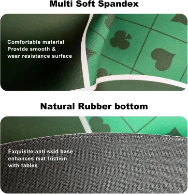 94 x 47 Inch Poker Mat — 10-Player Texas Hold'em Rubber Table Topper with Reinforced Sewn Edges, Folding Portable Layout and Carrying Bag