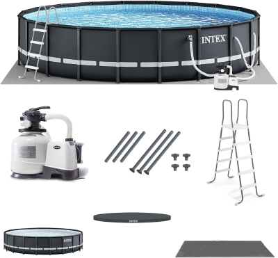 INTEX Ultra XTR Above-Ground Pool Set, 26 ft x 52 in Round Frame — Heavy-Duty Backyard Pool with 2,800 GPH Krystal Clear Sand Filter Pump (Model 26647EG)