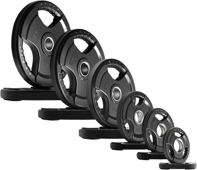RitFit Olympic Rubber Grip Plates for 2-Inch Barbells — 245 lb Complete Set (Assorted Plates)