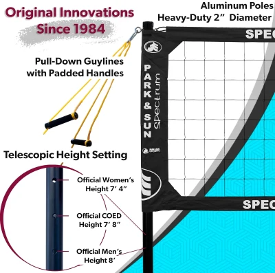 Park & Sun Sports Spectrum Classic Professional Adjustable Outdoor Volleyball Net System