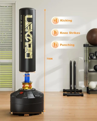 LEKÄRO Freestanding Punching Bag with Stand and 12oz Boxing Gloves, Heavy Duty Standing Kickboxing Bag for Adults and Kids