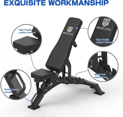 MAJOR FITNESS Adjustable Weight Bench — 1300 lb Capacity, 36 Positions for Home & Garage Strength Training