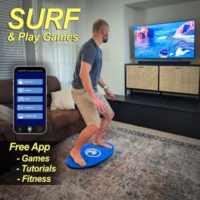 Lakesurf Wakesurf Balance Board with Motion-Tracking App and Phone Mount — Wakesurf Simulator for Games, Fitness & Tutorials