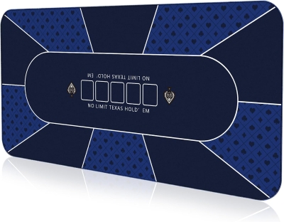 YUZPKRSI 94 x 47 Inch Poker Mat with Reinforced Sewn Edges - 10 Player Texas Hold'em Rubber Table Top, Foldable Portable Topper with Carry Bag for Poker & Blackjack