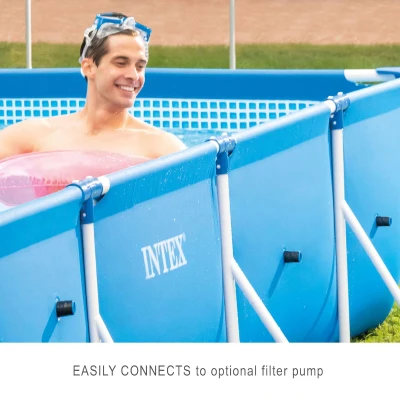 Intex Rectangular Frame Backyard Pool, 14.75 ft x 86 in x 33 in with Flow Control Valve, Blue (Pool Only)