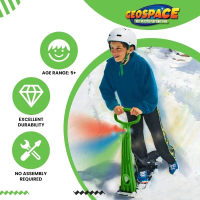 Geospace Ski Skooter Foldable Snow Scooter with LED – Multi-Purpose Snow Sled, Snow Skate & Kids Snowboard for Teens and Adults