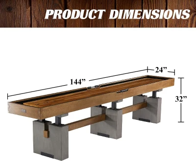 Barrington Shuffleboard Urban Collection 12' Competition Shuffleboard Table — Butcher Block Playfield, Preassembled Mainframe & Accessories