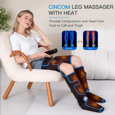 CINCOM Air Compression Leg Massager with Heat — Wraparound Full-Leg Therapy for Circulation, Pain Relief & Muscle Recovery (FSA/HSA Eligible)