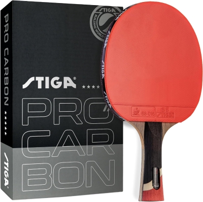STIGA Pro Carbon Tournament-Level Table Tennis Racket with Carbon Technology — Red & Blue