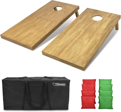 GoSports Regulation 4 ft x 2 ft Wooden Cornhole Set with Light Brown Stain, Includes Carrying Case & Bean Bags
