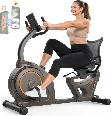 Niceday Heavy-Duty Recumbent Exercise Bike for Home – Magnetic Resistance, Smart App Compatible, LCD Monitor, Heart-Rate Handles, 400lbs Capacity