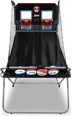 Pop-A-Shot Dual Shot Sport — Foldable Home Arcade Basketball Game with Paddle Scoring, 10 Game Modes, 4 Balls