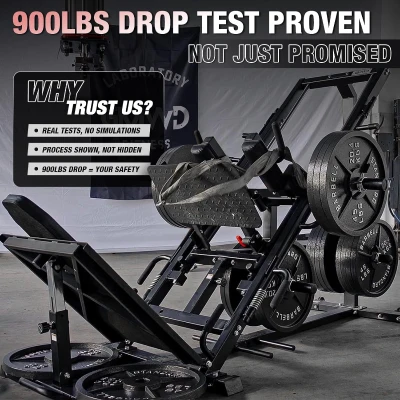 GMWD Leg Press & Hack Squat Combo with Linear Bearing, 45° Lower-Body Trainer with Weight Storage — Targets Quads, Hamstrings, Glutes & Calves