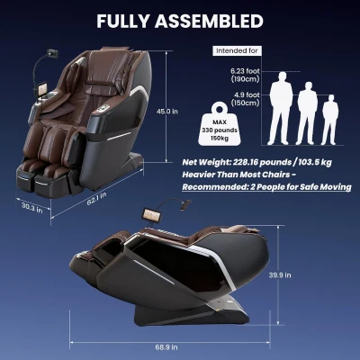 Space Walk & Ankle Stretch 4D Massage Chair — Zero Gravity SL-Track Shiatsu Recliner with Electric Calfrest Extension, Foot Rollers & AI Voice (S002 Black)