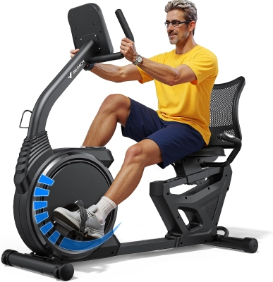 MERACH High-End Magnetic Recumbent Exercise Bike with Smart Bluetooth, App-Controlled Auto-Resistance, LCD & Heart Rate Handles