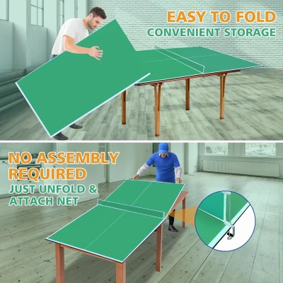 Indoor/Outdoor Foldable Ping Pong Table Top for Billiard Tables — 7/8/9FT Table Tennis Conversion with Net and 12 Foam Pads