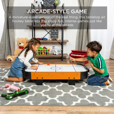Best Choice Products 40"" Portable Tabletop Air Hockey — Compact Arcade Table with 100V Motor, Fan, 2 Strikers & 2 Pucks