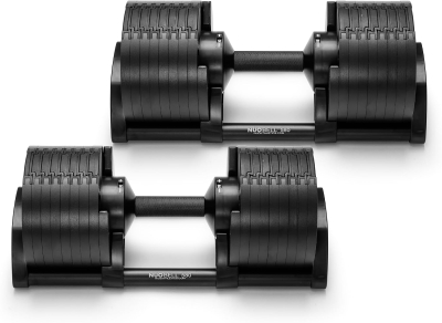 NÜOBELL Adjustable Dumbbell Pair — Easy-Twist 2024/25 Model, Selectable 5–50 lb or 5–80 lb