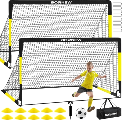 Kids Soccer Goal Set — 2-Pack Pop-Up Nets (7x5 & 6x4 Options) with Ball, Pump, Cones & Carry Bag — Portable Training Kit for Ages 3–16