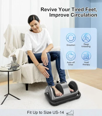 CARESKY Shiatsu Foot Massager with Heat & Remote - FSA Eligible Deep Kneading Electric Massager for Neuropathy, Plantar Fasciitis, Calf/Ankle/Leg Relief, Fits Up to Size 14