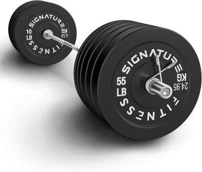 Fitvids Olympic Bumper Plates & Barbell Combo — 2-inch Weight Plates for Weightlifting and Strength Training, Multiple Package Choices