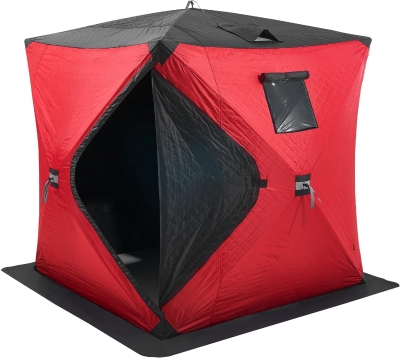 VEVOR Insulated Pop-Up Ice Fishing Tent – 600D High-Density Oxford, 80g Cotton Fill, Hub-Style Shelter for 1–8 Persons, Waterproof, Includes Anchors, Ropes & Carry Bag