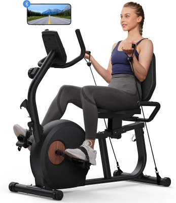 MERACH Recumbent Exercise Bike with Bluetooth & App Connectivity — LCD Display, Heart-Rate Handles, Magnetic Resistance (S08/S23)