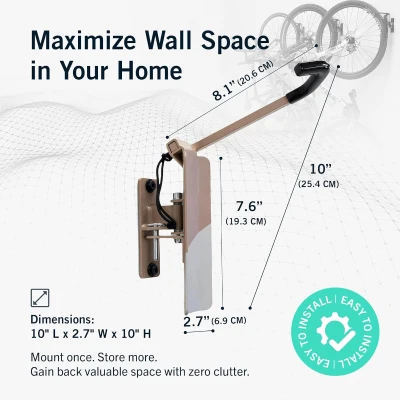 StoreYourBoard Wall-Mounted Swivel Bike Rack – 120° Rotating Vertical Garage Hanger with Stopper for Kids and BMX Bikes