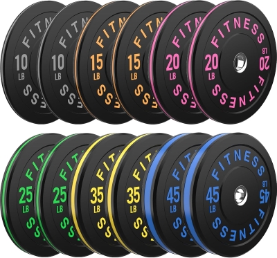 2-Inch Bumper Plates — Rubber Olympic Weight Set (10–500 lbs Options) for Home Gym & Strength Training, Multiple Color Choices